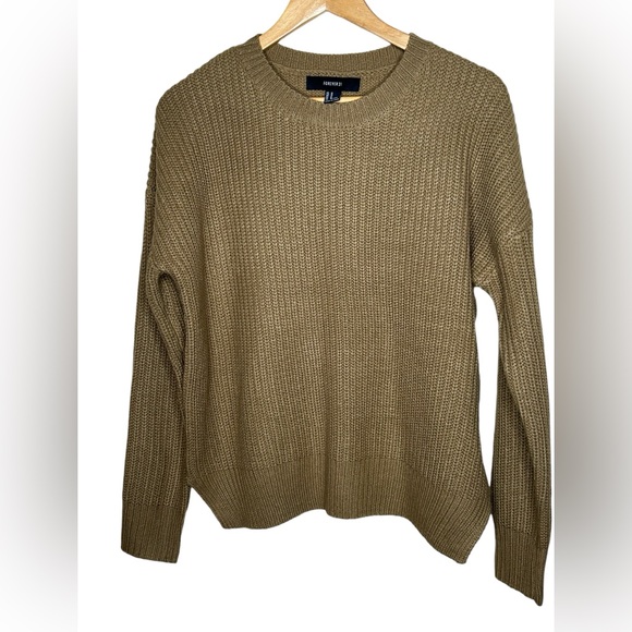 🩷Forever 21 women knit chunky sweater camel color size medium - Picture 1 of 5